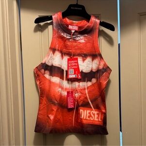Diesel Women's Bold Red Graphic Tank Top